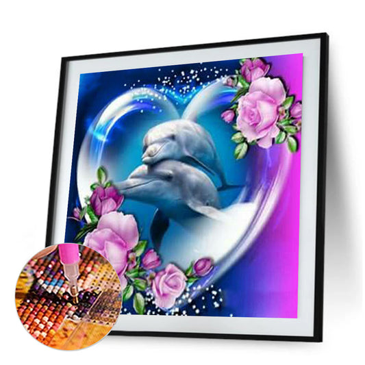 Couple Dolphins - Full Round Drill Diamond Painting 30*30CM