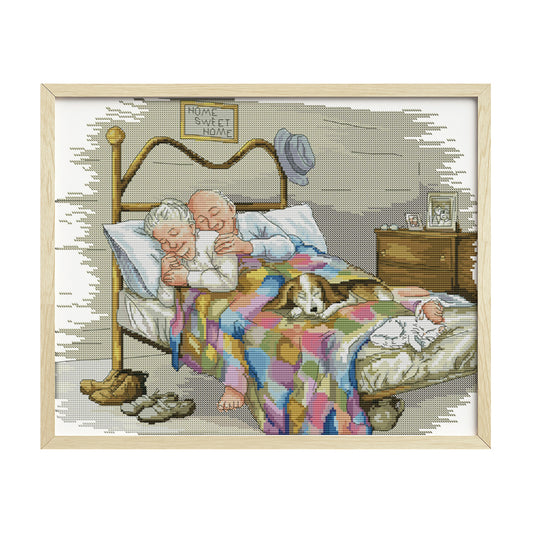 Old Couple - 14CT Stamped Cross Stitch 44 *36CM