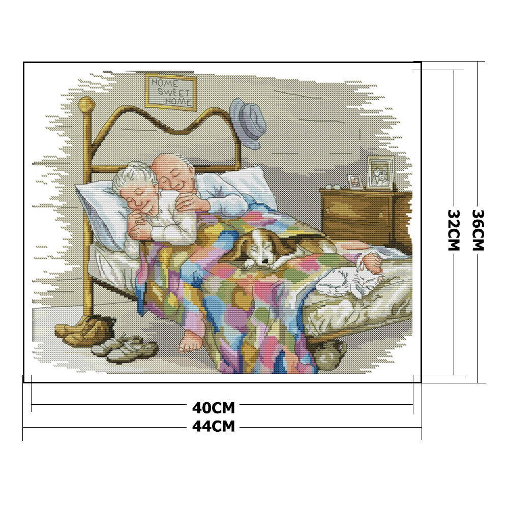 Old Couple - 14CT Stamped Cross Stitch 44 *36CM