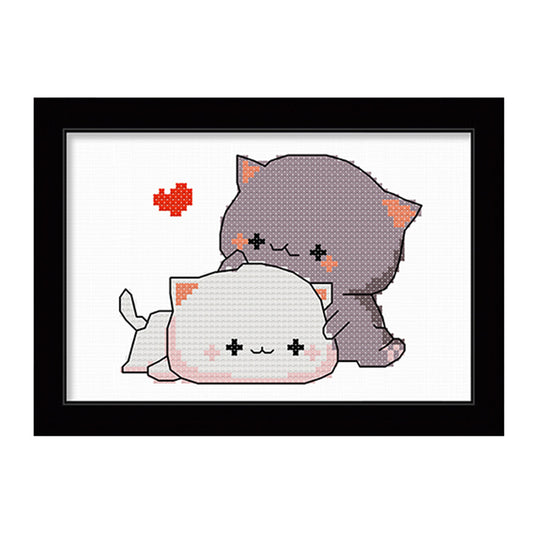 Cat- 11CT Stamped Cross Stitch 25*20CM