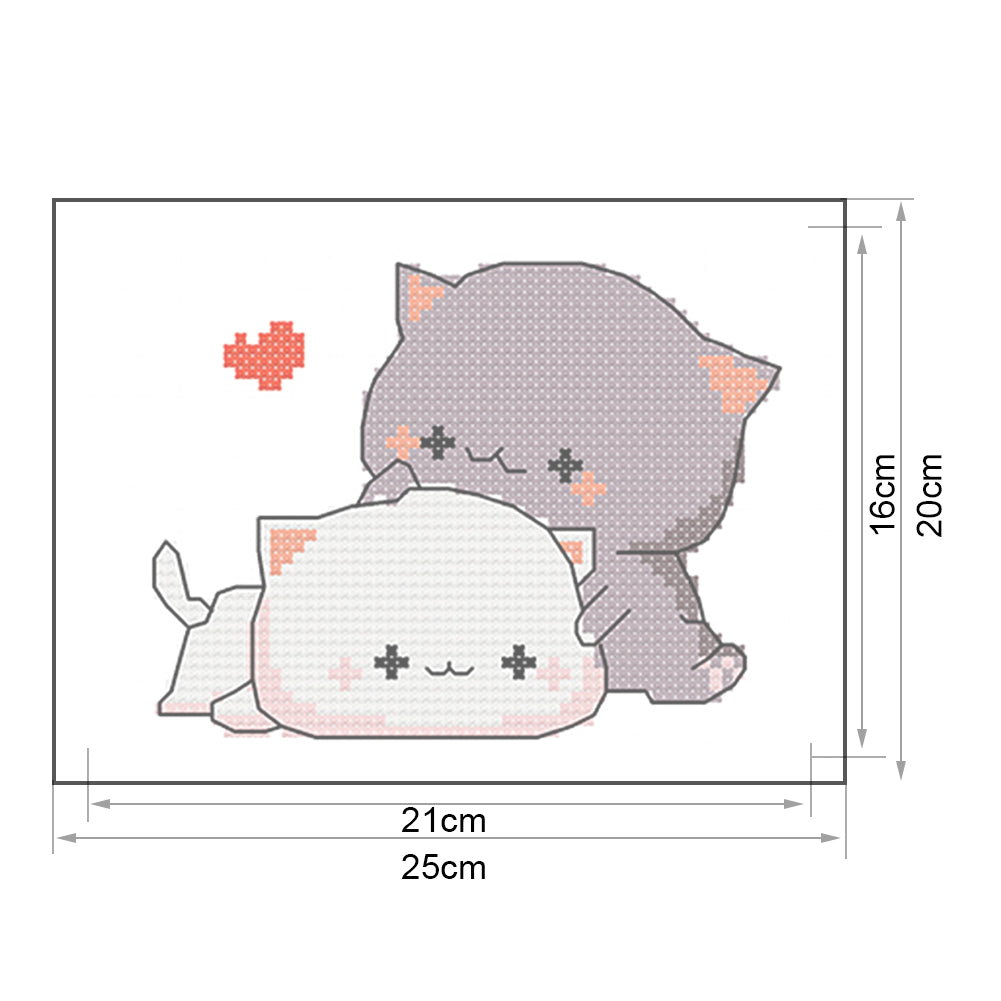Cat- 11CT Stamped Cross Stitch 25*20CM