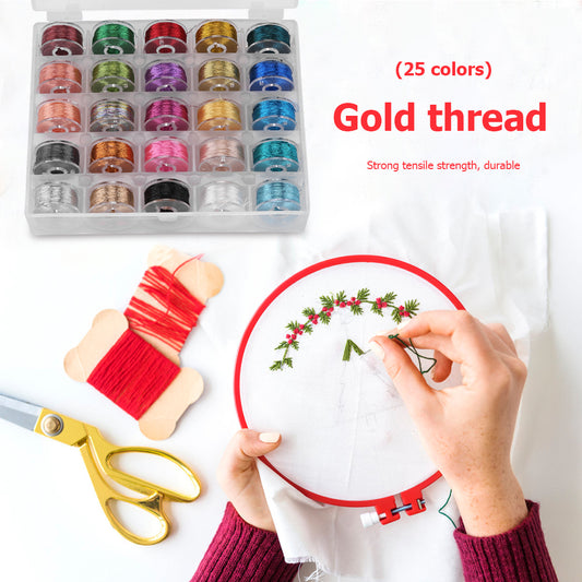 Embroidery Sewing Thread Polyester Sewing Machine Yarn Line Box (25 Colors)
