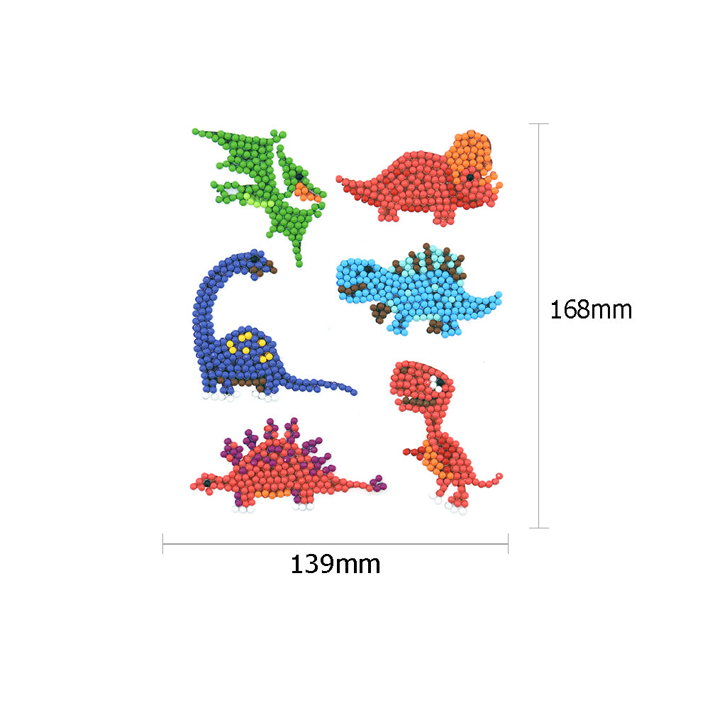 6pcs Dinosaur World Round Sticker Diamond Painting DIY Phone Decor Paster