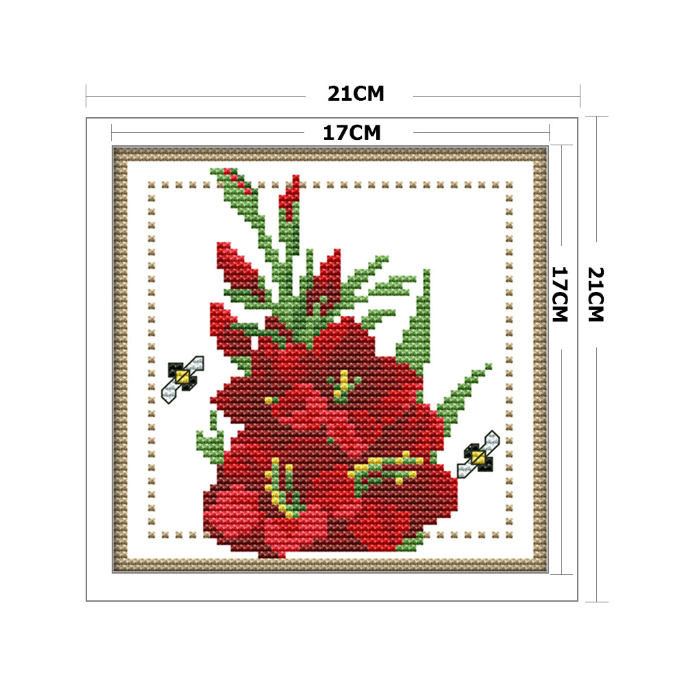 Flower - 11CT Stamped Cross Stitch 21*21CM