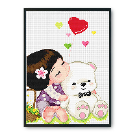 Girl Animals - 11CT Stamped Cross Stitch 45*37CM