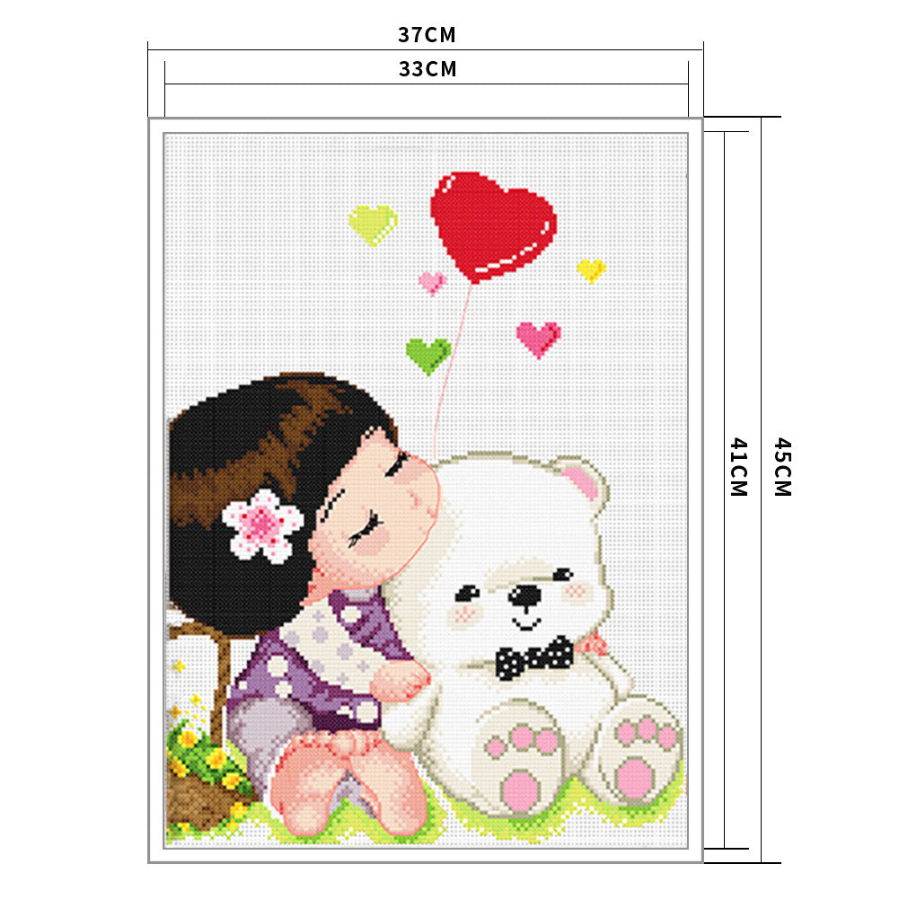 Girl Animals - 11CT Stamped Cross Stitch 45*37CM