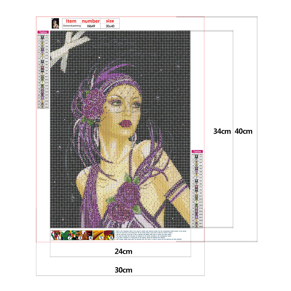 Woman - Full Round Drill Diamond Painting 30*40CM