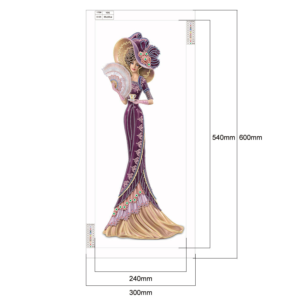 Dress Lady - Special Shaped Drill Diamond Paintng 30*60CM