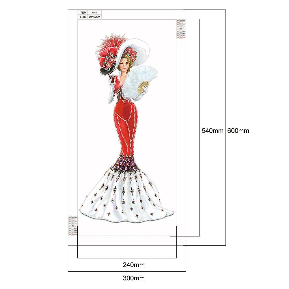 Dress Lady - Special Shaped Drill Diamond Paintng 30*60CM