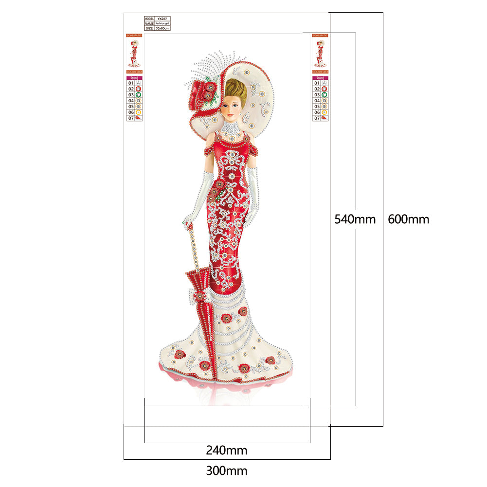 Dress Lady - Special Shaped Drill Diamond Paintng 30*60CM