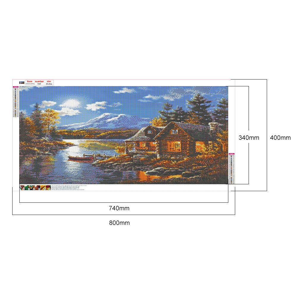 Riverside Lodge - Full Round Drill Diamond Painting 80*40CM