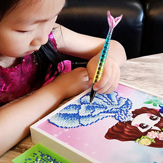 Point Drill Pen Diamond Painting DIY Fish Tail Rhinestone Craft Tool (Pink)