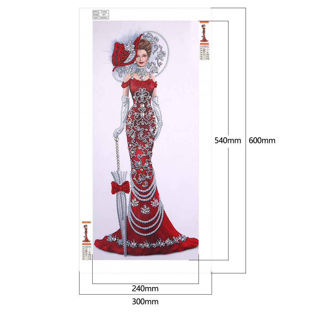 Dress Lady - Special Shaped Drill Diamond Paintng 30*60CM