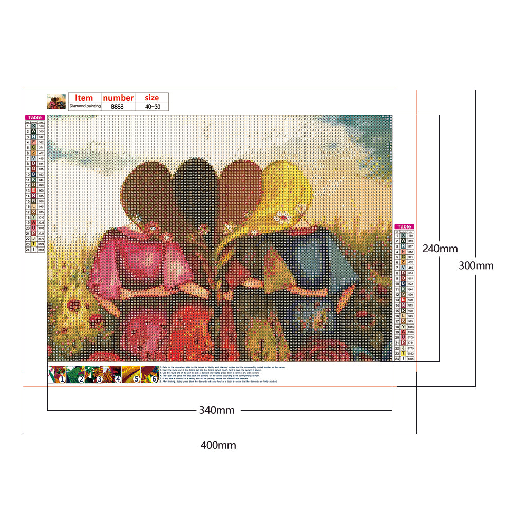 Girls Poster - Full Round Drill Diamond Painting 40*30CM