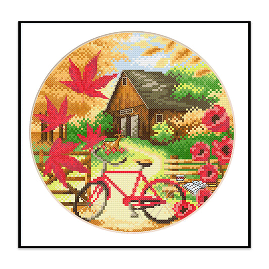 Fall Scenery - 11CT Stamped Cross Stitch 35*35CM