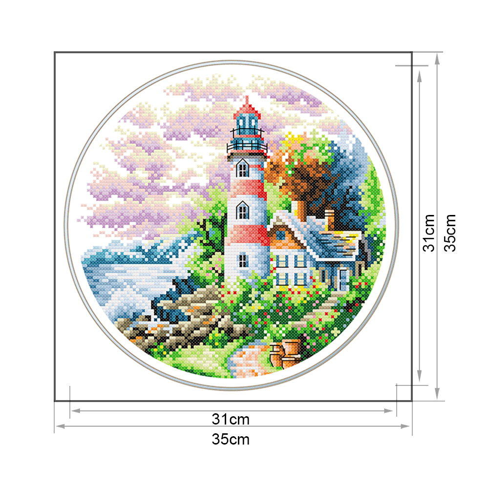 Lighthouse Garden - 11CT Stamped Cross Stitch 35*35CM
