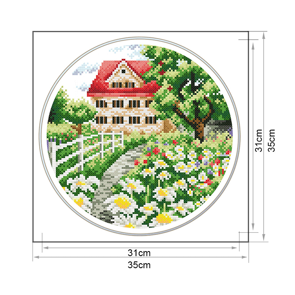 Garden - 11CT Stamped Cross Stitch 35*35CM