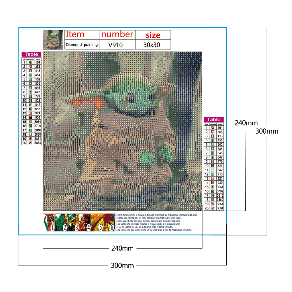 Cartoon Yoda - Full Round Drill Diamond Painting 30*30CM