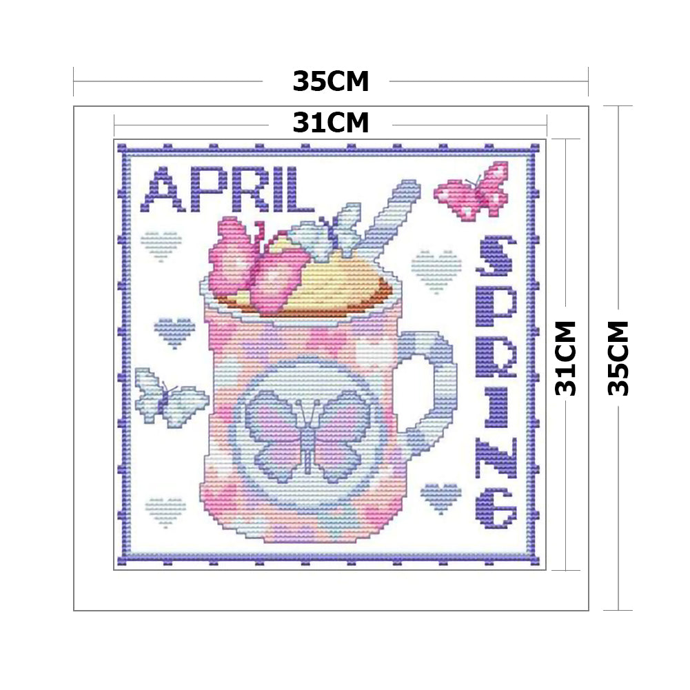 Month - 11CT Stamped Cross Stitch 35*35CM