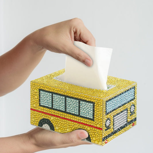 Diamond Painting Tissue Box Tissue Holder DIY Desktop Craft (School Bus)