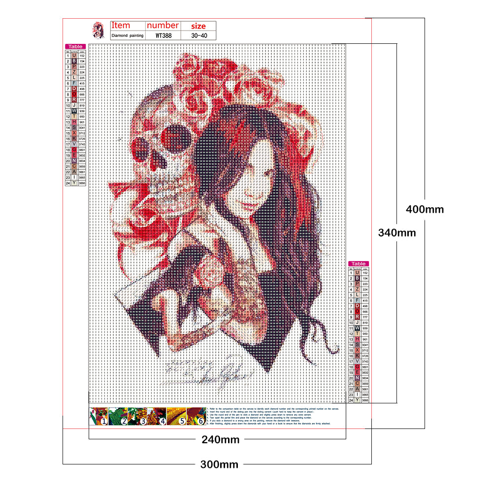 Girl Skull - Full Round Drill Diamond Painting 30*40CM