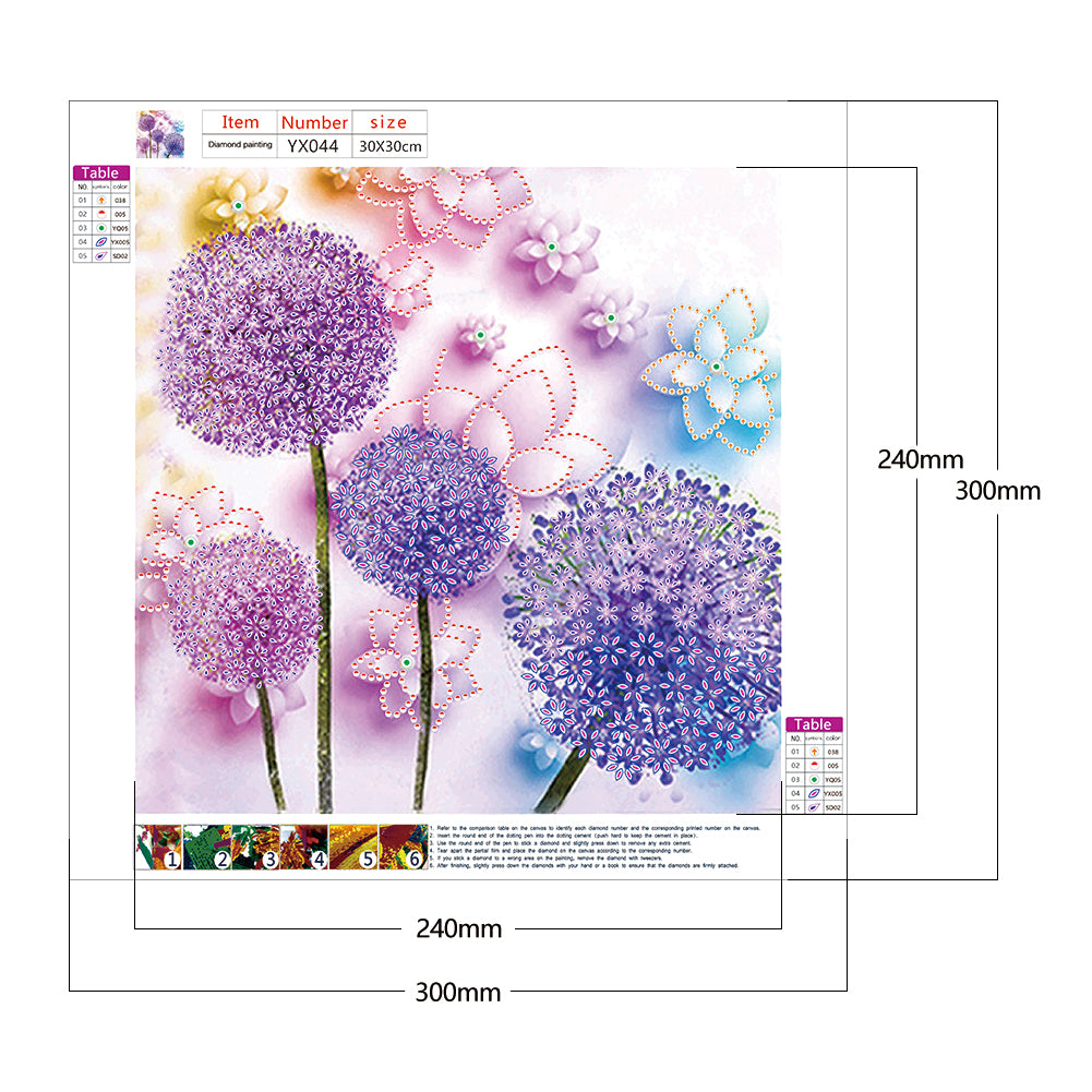 Dandelion - Special Shaped Drill Diamond Paintng 30*30CM