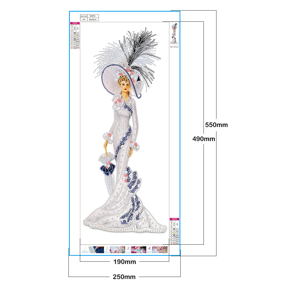 Lady - Special Shaped Drill Diamond Paintng 20*50CM