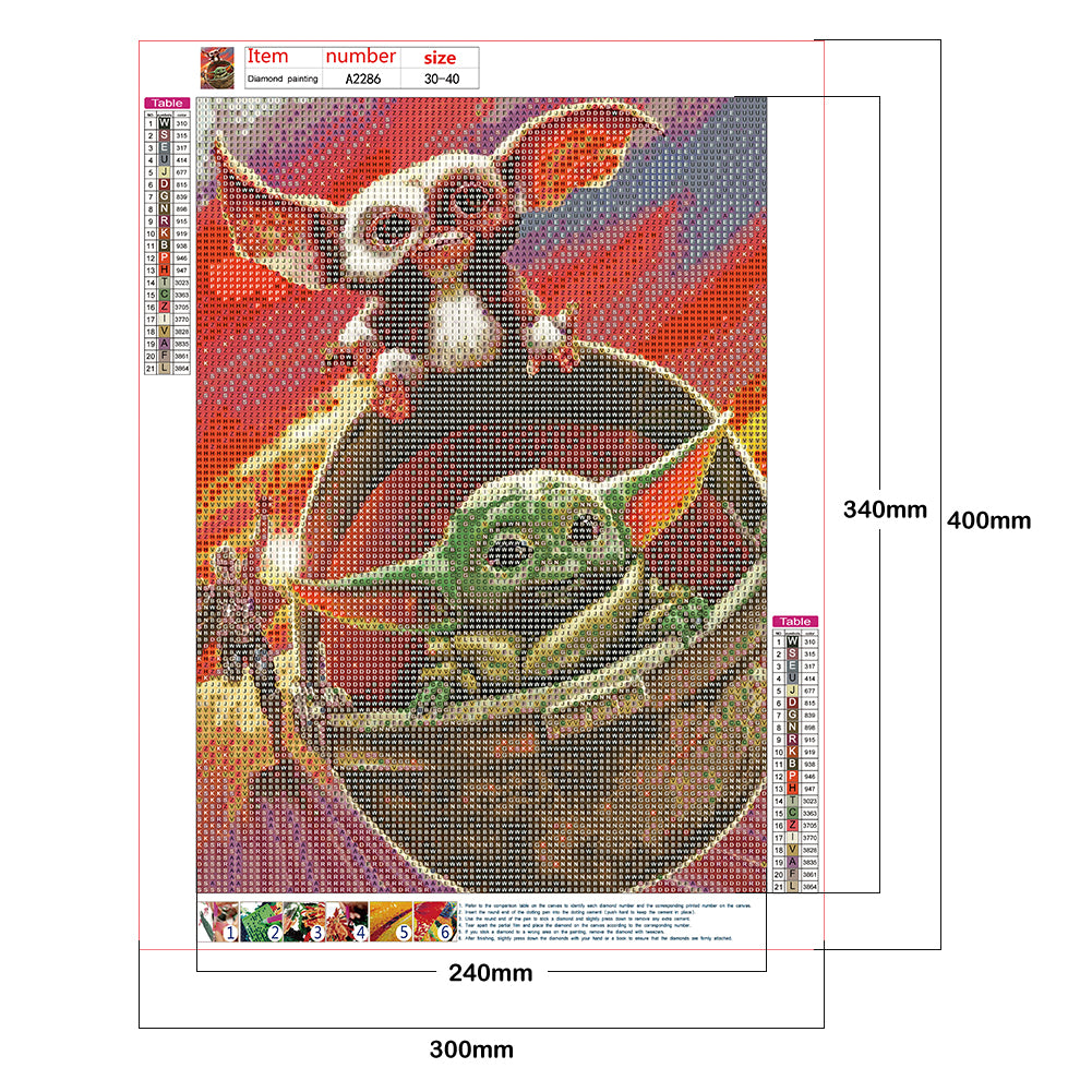 Cartoon Yoda - Full Round Drill Diamond Painting 30*40CM