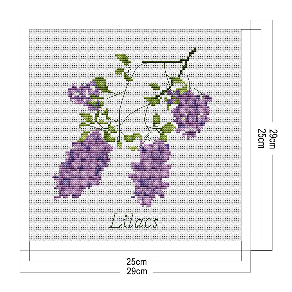 Lilac Flowers - 11CT Stamped Cross Stitch 29*29CM