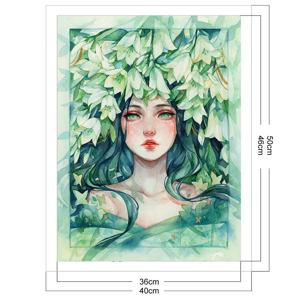 Flowers Girl - 11CT Stamped Cross Stitch 40*50CM