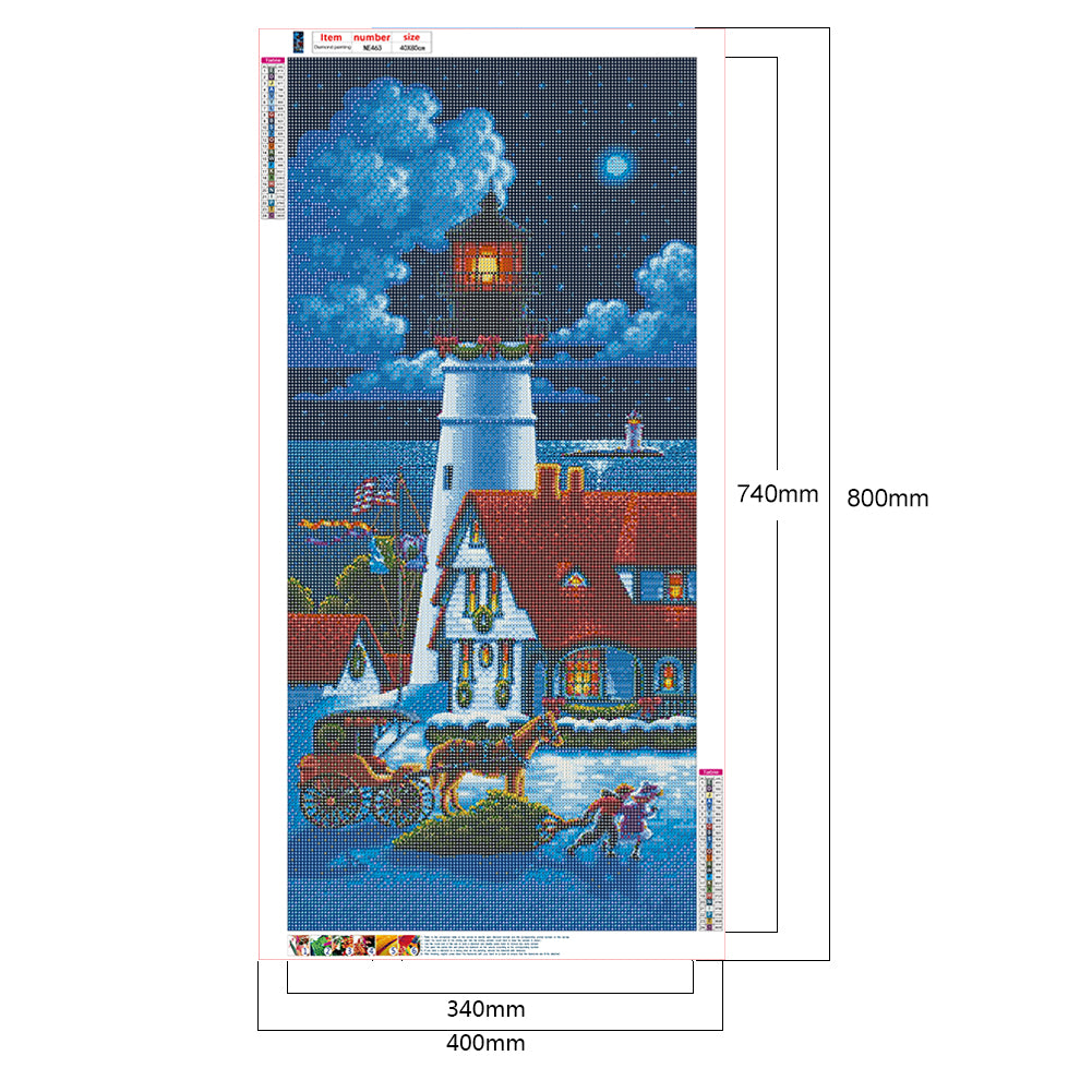Seaside Lighthouse - Full Round Drill Diamond Painting 40*80CM