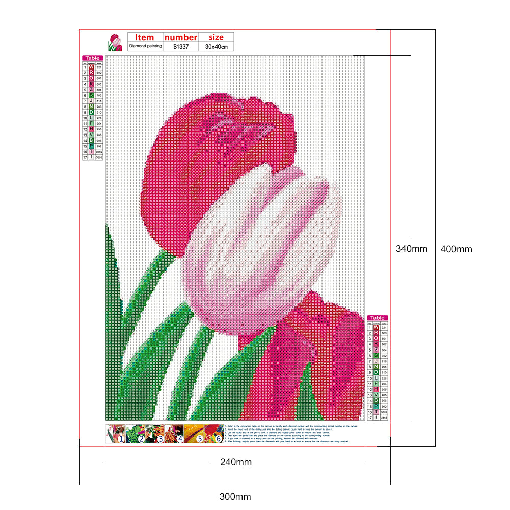 Tulips Flowers - Full Round Drill Diamond Painting 30*40CM
