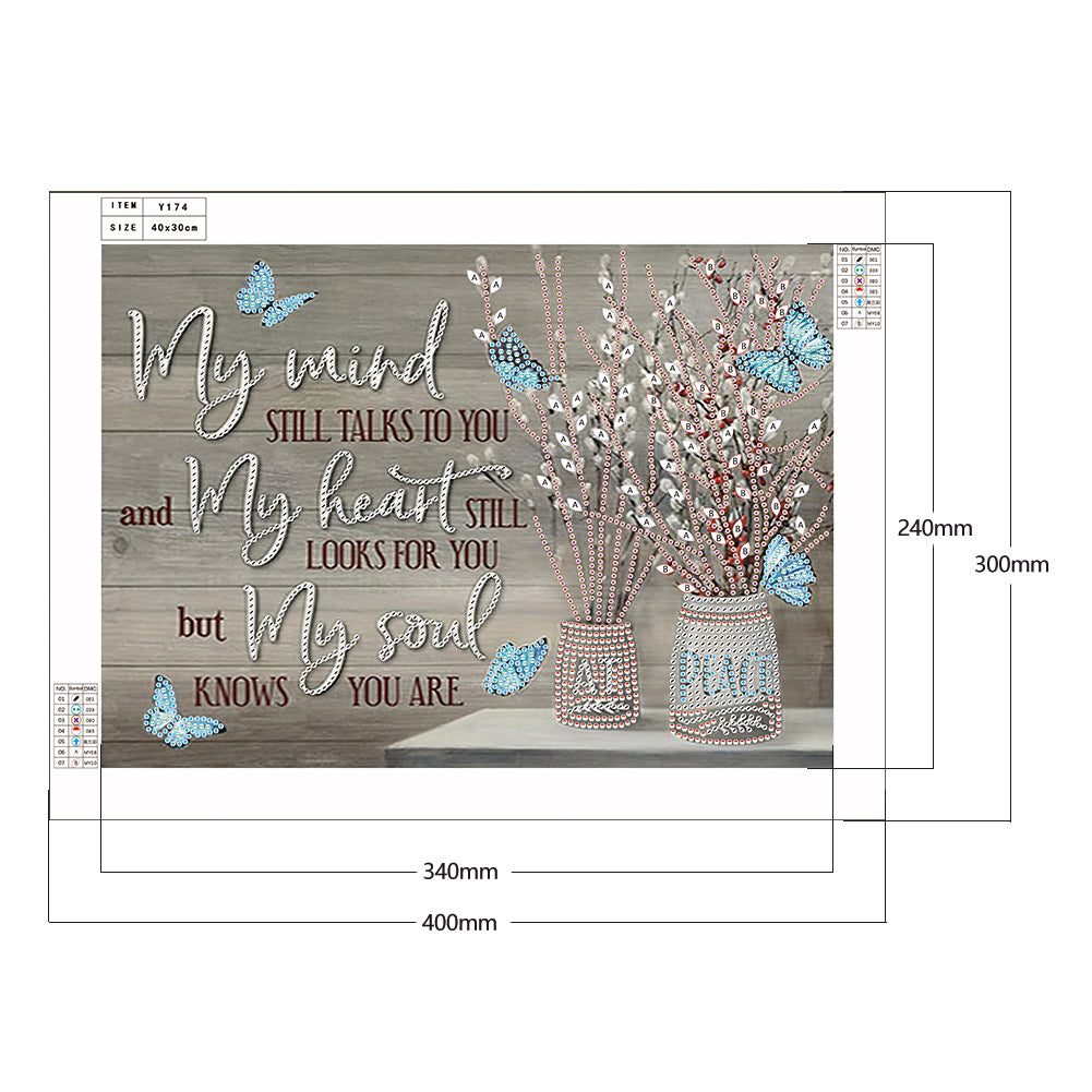 Letter Flower - Special Shaped Drill Diamond Painting 40*30CM