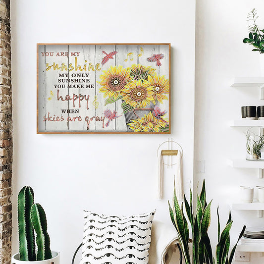 Letter Flower - Special Shaped Drill Diamond Painting 40*30CM