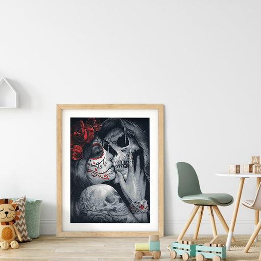 Skull Couple - Full Round Drill Diamond Painting 30*40CM