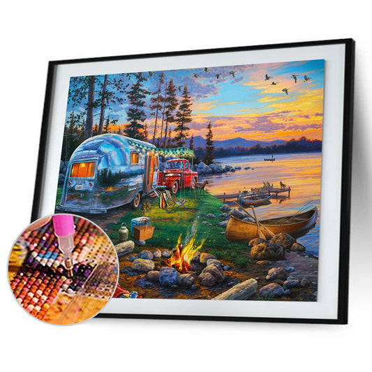 Lakeside Scenery - Full Round Drill Diamond Painting 50*40CM