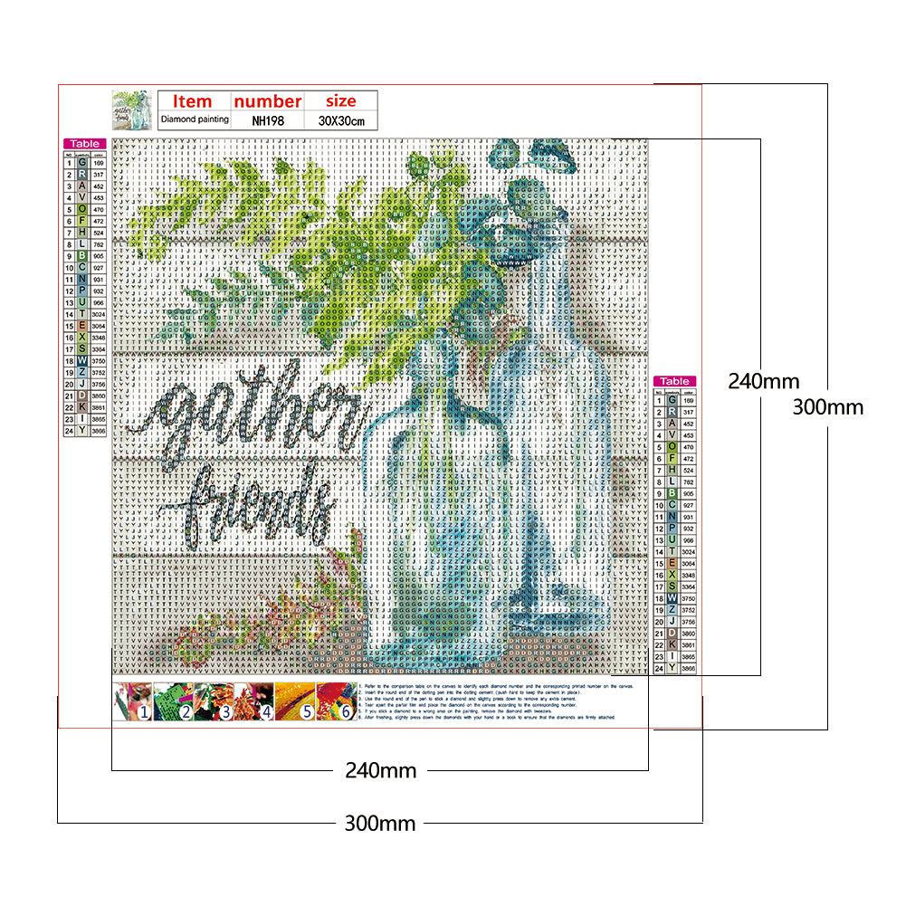 Flower Vase - Full Round Drill Diamond Painting 30*30CM