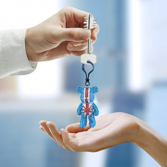 Diamond Mosaic Bear Keychain DIY Rhinestone Drill Painting Kit Key Chain