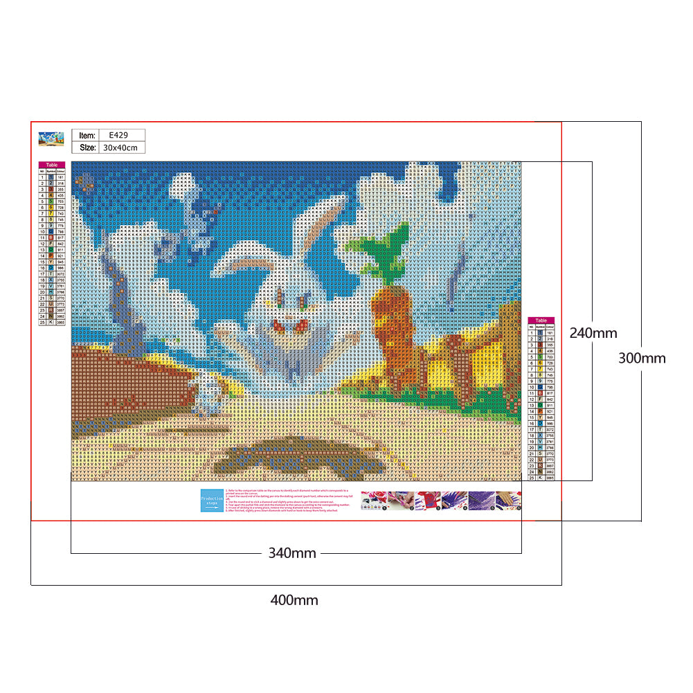 Rabbit - Full Round Drill Diamond Painting 40*30CM