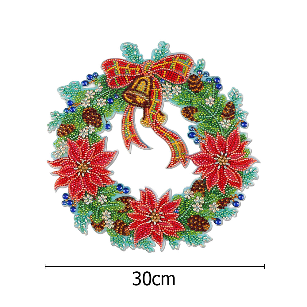 DIY Diamond Painting Hanging Christmas Flower Wreath Kit Home Door Decor