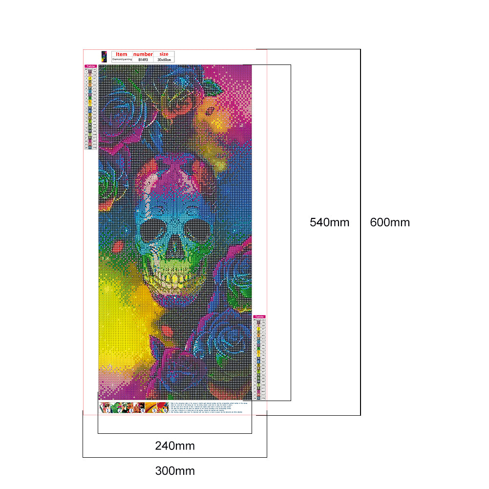 Rose Skull - Full Round Drill Diamond Painting 30*60CM