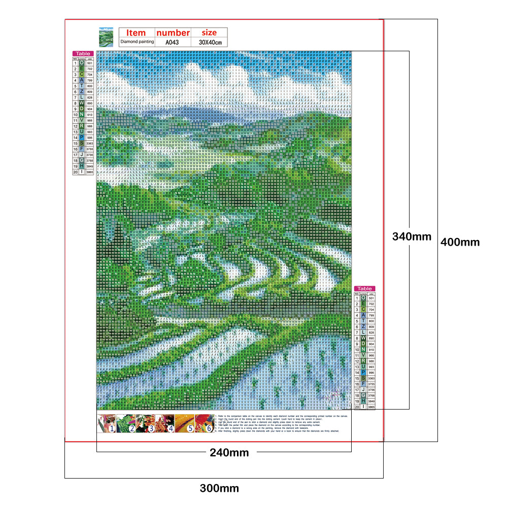Terraces Landscape - Full Round Drill Diamond Painting 30*40CM