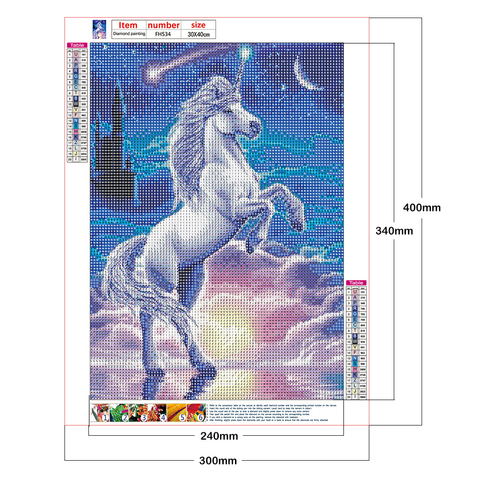 Unicorn - Full Round Drill Diamond Painting 30*40CM