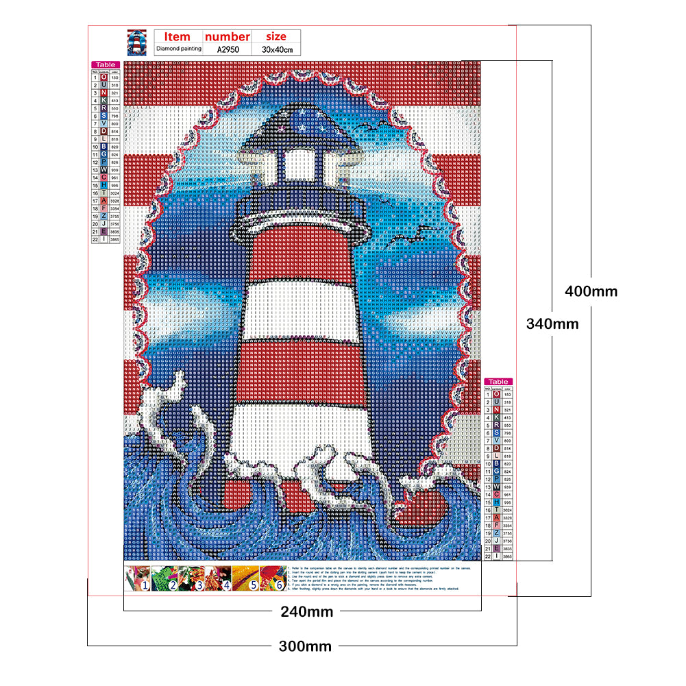Lighthouse - Full Round Drill Diamond Painting 30*40CM