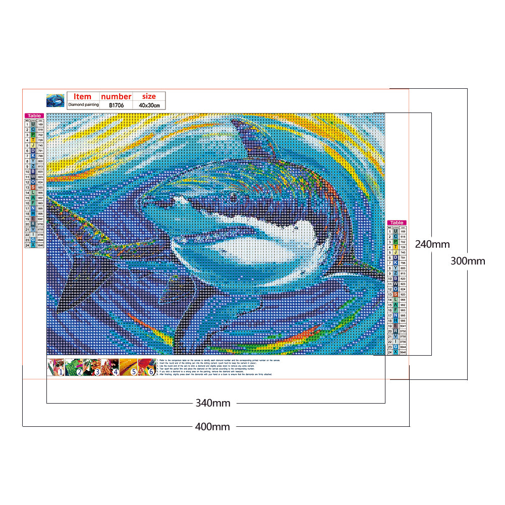 Shark - Full Round Drill Diamond Painting 40*30CM