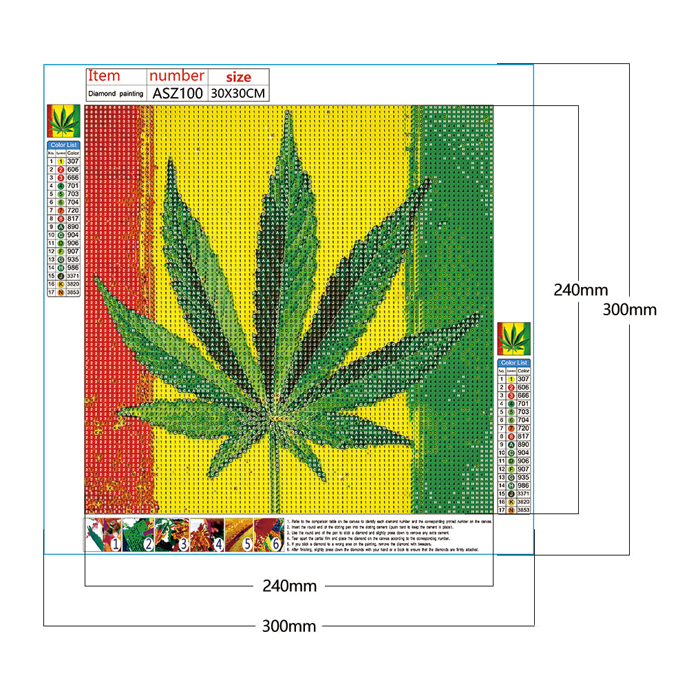 Leaf - Full Round Drill Diamond Painting 30*30CM