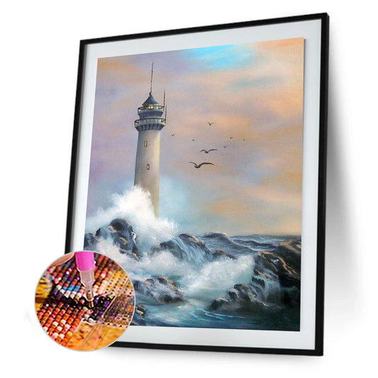 Lighthouse Waves - Full Round Drill Diamond Painting 30*40CM