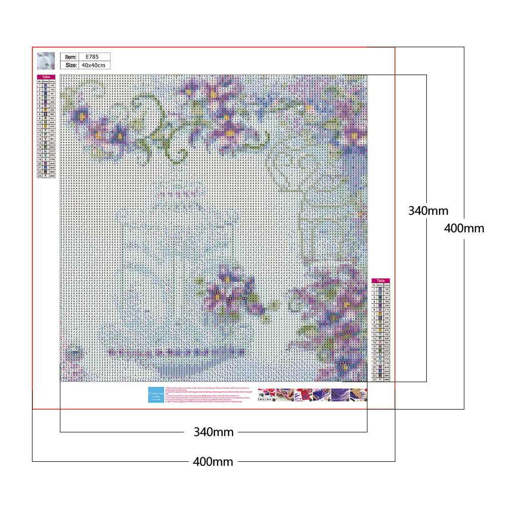 Butterfly Flower - Full Round Drill Diamond Painting 40*40CM