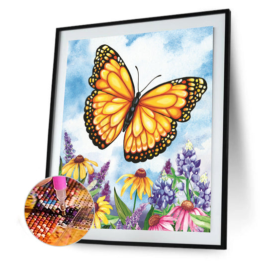 Flowers Butterflies - Full Round Drill Diamond Painting 30*40CM