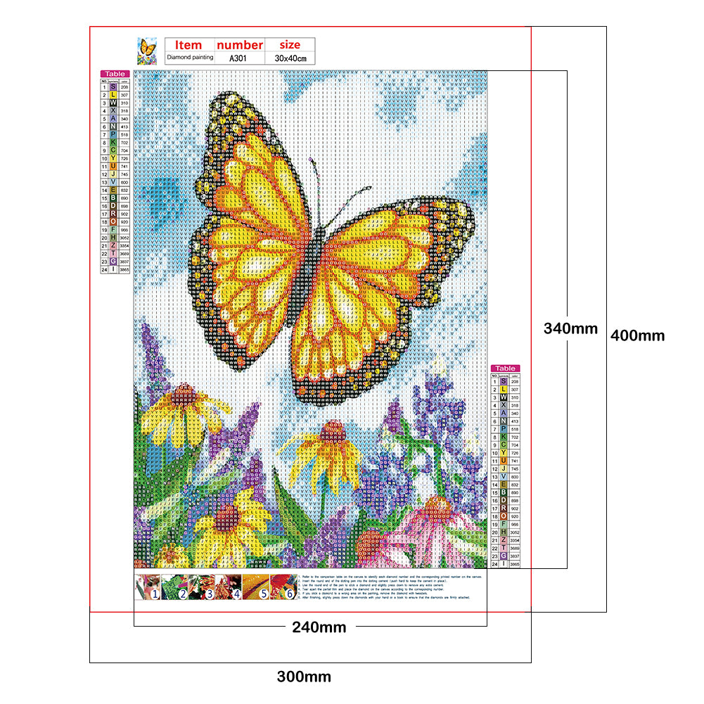 Flowers Butterflies - Full Round Drill Diamond Painting 30*40CM